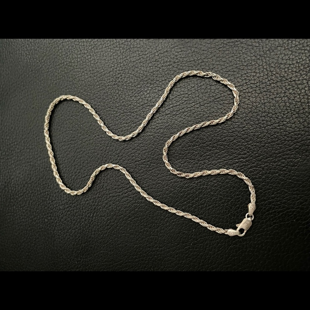 Italian Sterling Silver .925 Rope Style Necklace - Picture 6 of 6